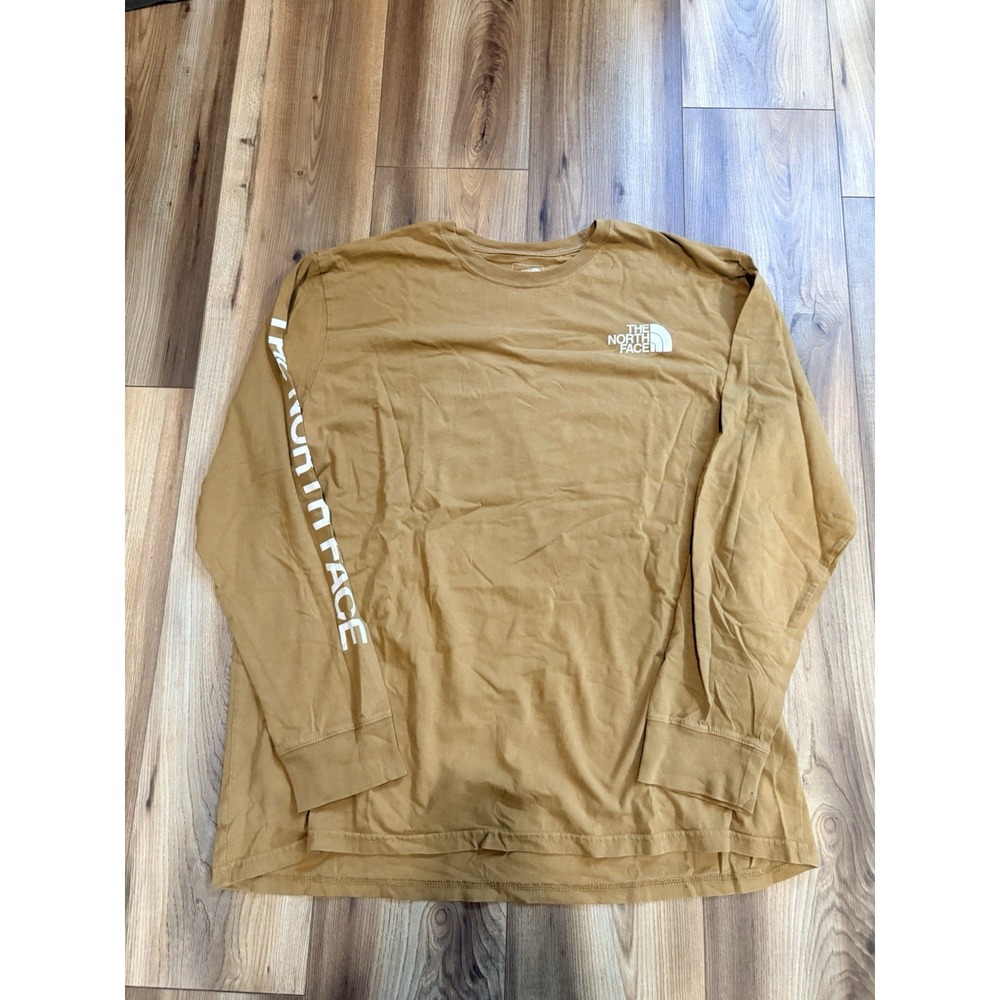 The North Face Men's XXL Standard Fit Long Sleeve T-shirt Dune Brown Cotton